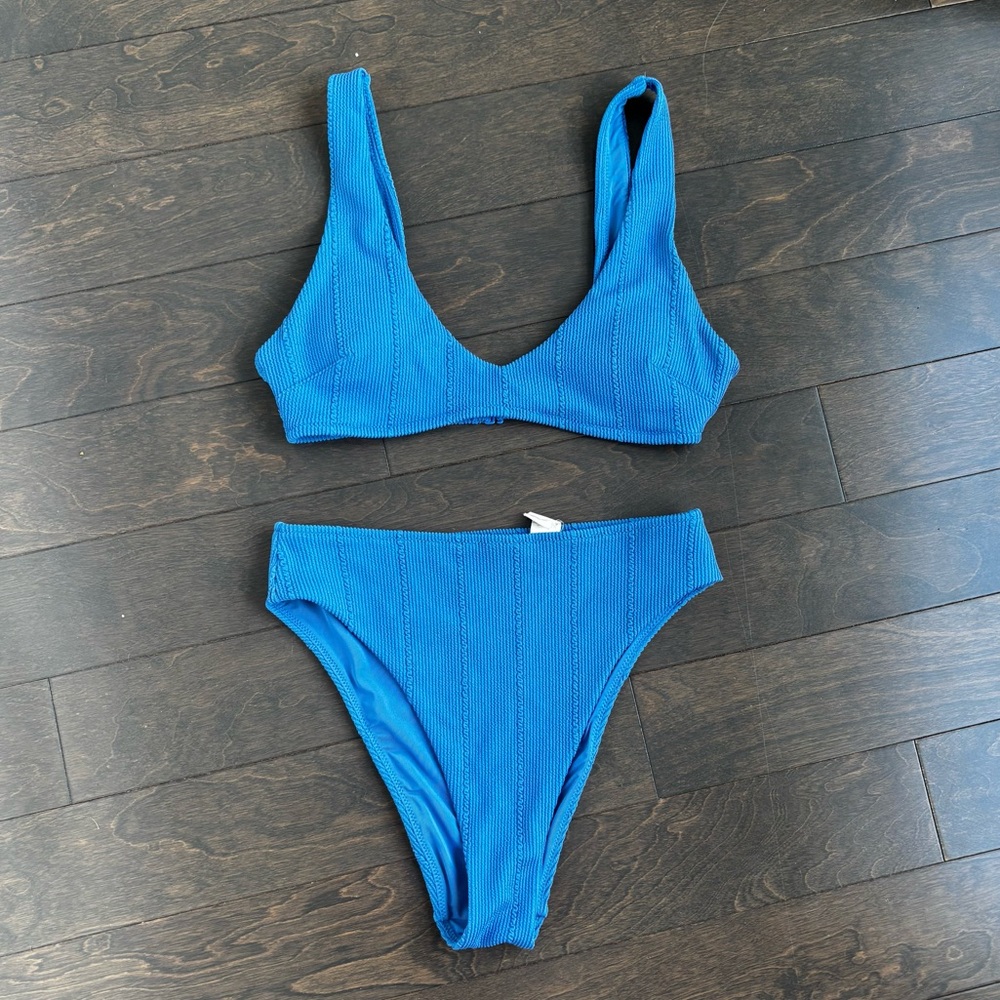 aerie Blue Ribbed Bikini Set